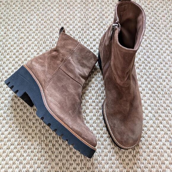 PAUL GREEN Jano Booties, brown suede, lug sole, wedge, size UK 5/US 7.5 - Picture 1 of 10